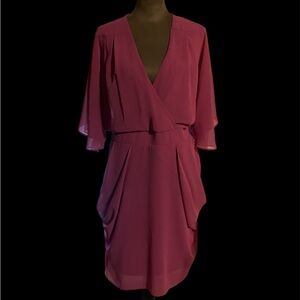 City Chic Vibrant Pink 3/4 Sleeve Dress